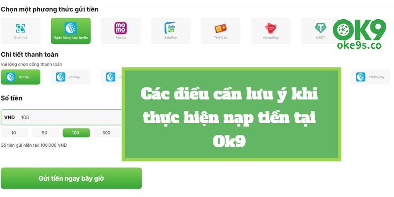 Liên hệ hỗ trợ khi gặp sự cố nạp tiền Ok9